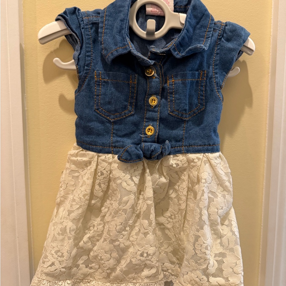 Real Love Baby Girl Denim and Lace Dress Size 12 Months